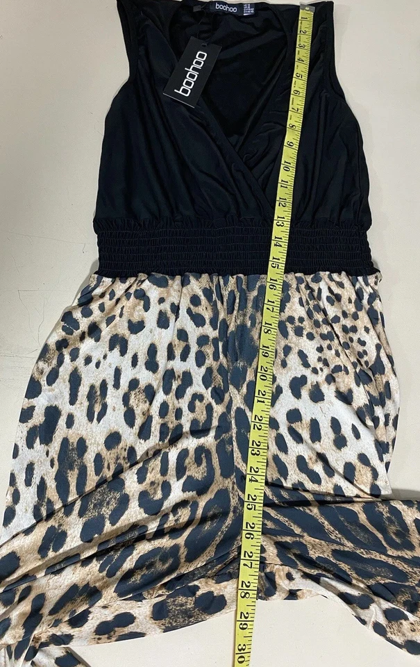 Boohoo без рукавов леопард широкие ноги комбинезон все в одном размер 14 новый с этикетками - Изображение 2 из 4