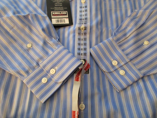 NWT! Kirkland Signature Shirt Size 16 32 Button Up Long Sleeve Men's Blue Stripe - Picture 6 of 11