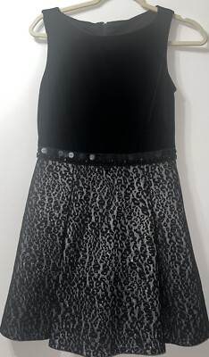 Amy Byer Girls Size 16 dress Black velvet top half with brocade bottom  sequin | eBay