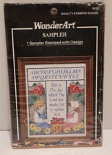 Embroidery Cross Stitch Kit Sampler Stamped Design Harvest Time WonderArt NEW