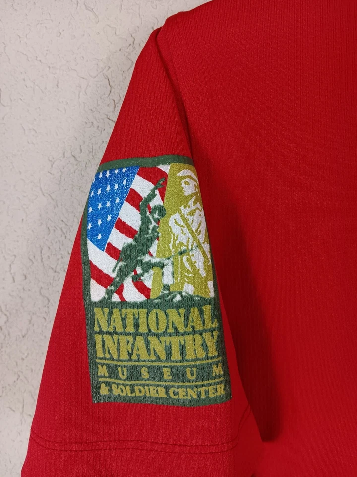 RED Remember Everyone Deployed women's golf polo shirt Military Sleeve Emblem LG - Image 4 of 4