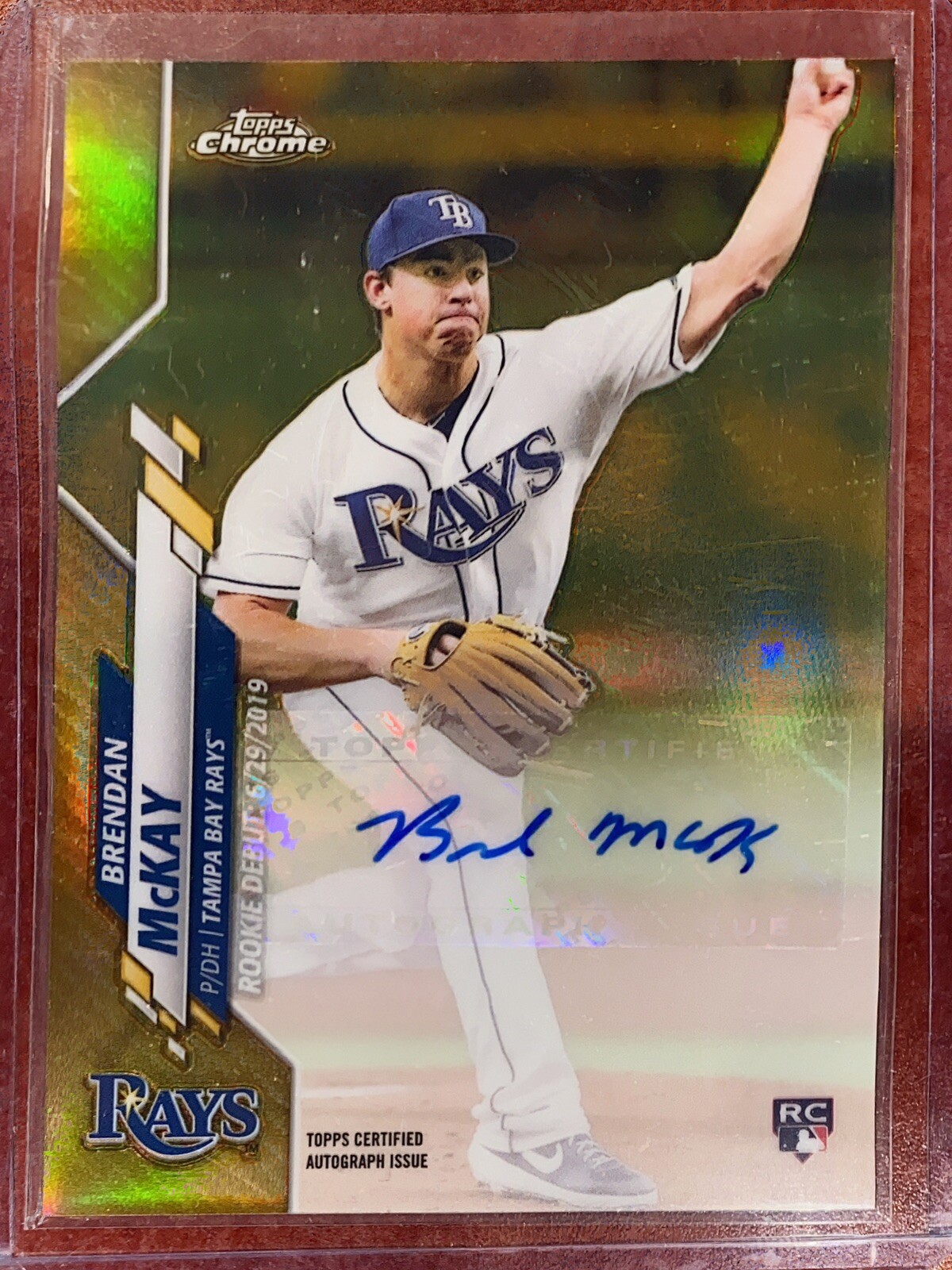 2020 TOPPS CHROME GOLD #35/50 SP BRENDAN MCKAY RC REFRACTOR AUTOGRAPH