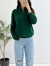 Tommy Hilfiger Men's Solid Quarter Zip Mock Neck Sweater Hunter 78J3337 302