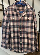 Boys GAP KIDS Button Cotton Flannel Red, Blue, Cr me Plaid Size Small 6-7 