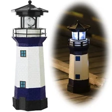 Lighthouse With Rotating Beacon Led Lights Solar Lighthouse Lamp Outdoor Decorat