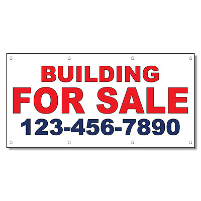 #ad #ad Building For Sale Phone Custom Red Blue Custom Vinyl Banner Sign With Grommets $29.99