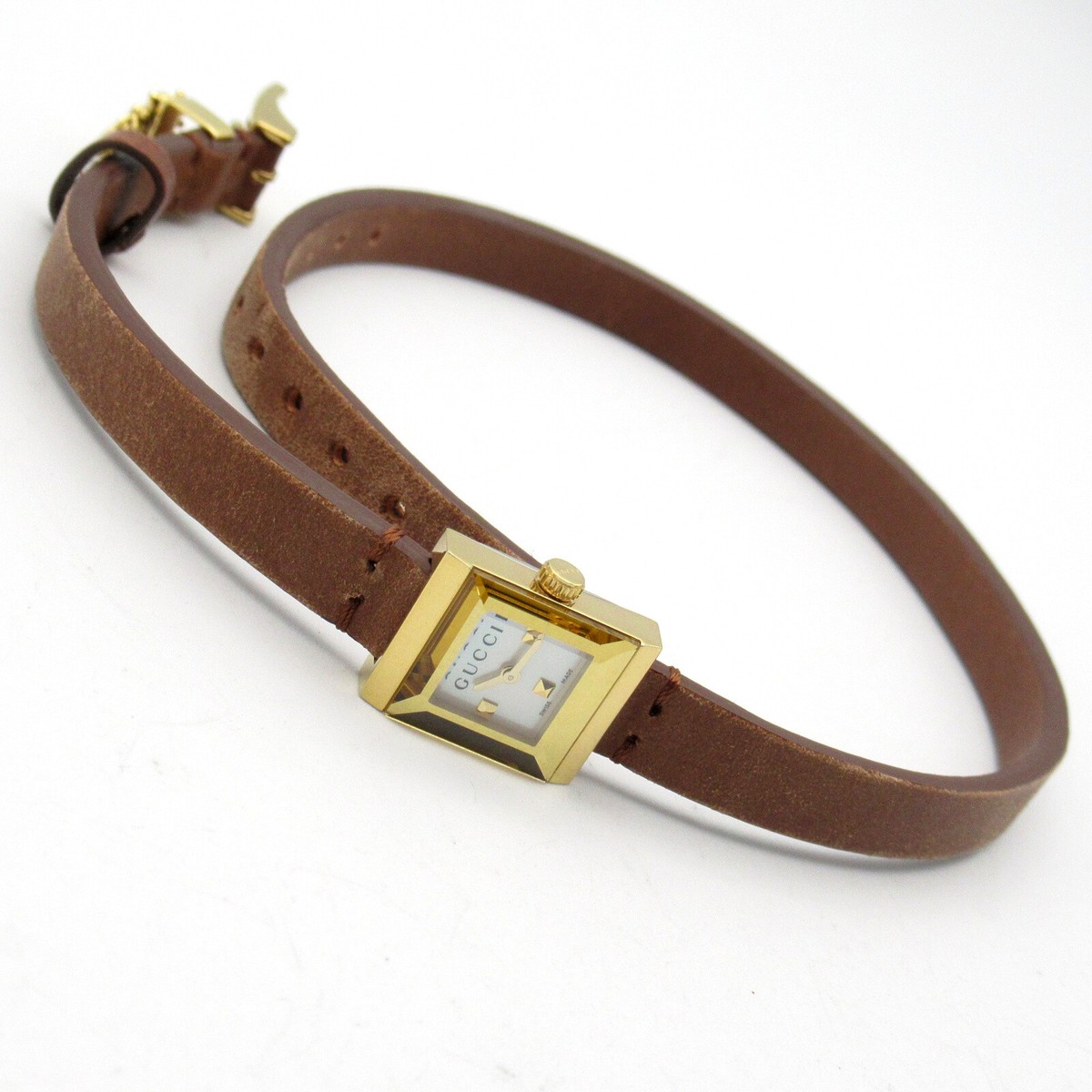 GUCCI レディース腕時計 GUCCI Wrist Watch 128.5 Quartz Gold Plated Leather Used