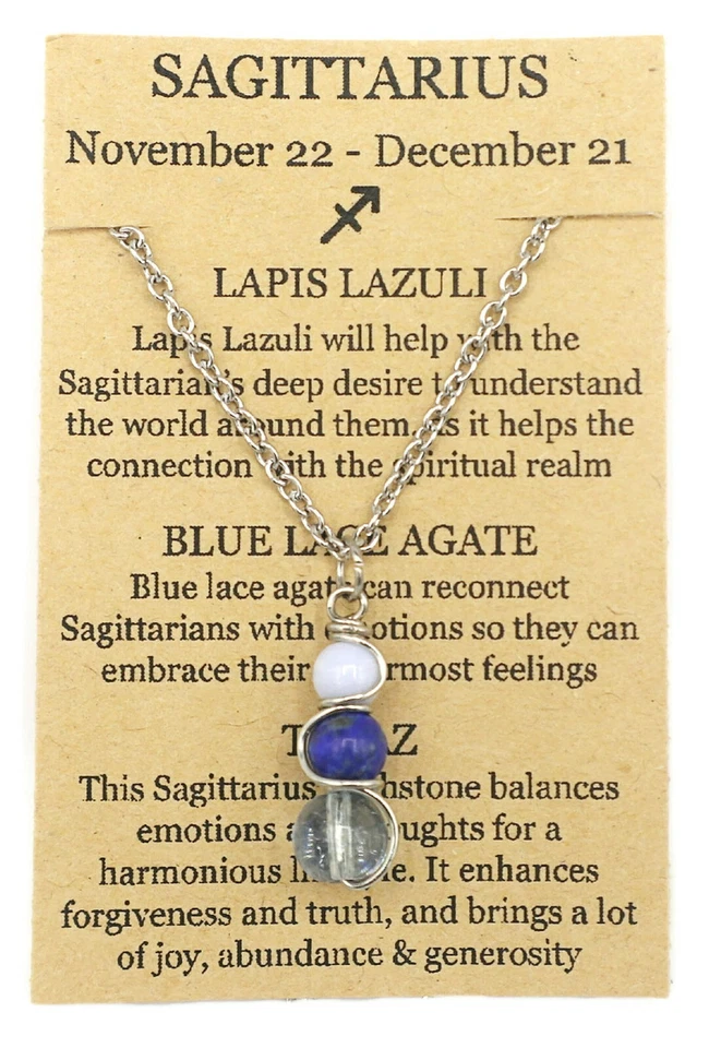 Collar Sagitario, joyería astrología signo zodiacal, conexión a tierra, cristales curativos Foto 2 de 4