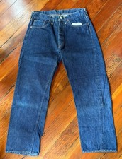 1960s Levis 501 XX Big E Selvedge Denim Jeans Hidden Rivets Dark Wash 32 x 29 