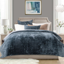 Luxury Velvet Quilt Set King Size Bedding Sets, Ultra Soft Velvet Comforter Set,