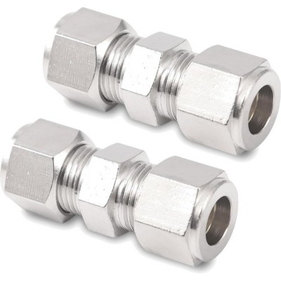 Kompressionsrohr Verschraubung Edelstahl 8mm OD 2 Stück Gerade Klemmverschrau...
