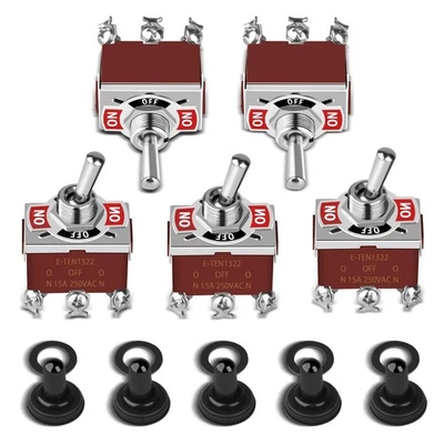 MARINA 5 Pack Toggle Switch, 6 Pin ON-Off-ON 12V DC 30A/250V AC 15A DPDT Marine Switch
