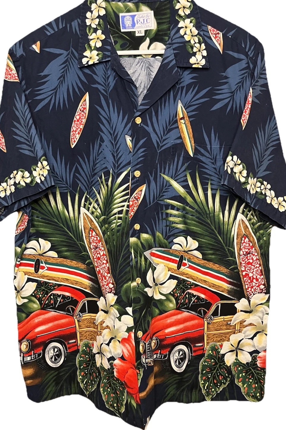 Vintage 90s RJC LTD Button Short Sleeve Shirt Floral Aloha Hawaiian Surfer Sz XL