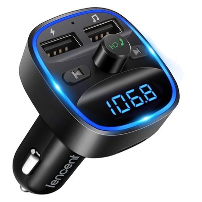 All-in-One Bluetooth FM Transmitter with Ambient Light & Powerful Audio Features