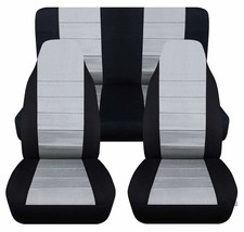 Fits 2003-2006 Jeep Wrangler Lj Front And Rear Seat Covers Black Silver Cotton