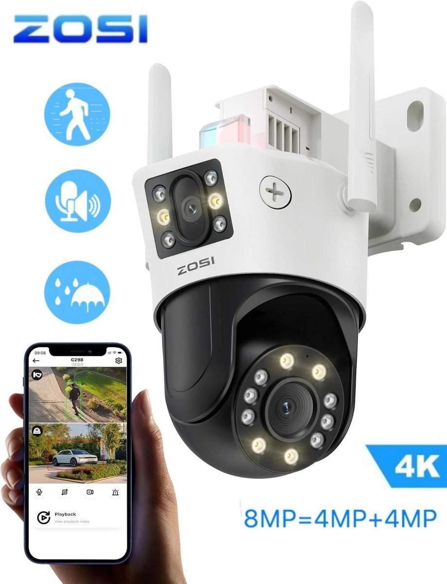 ZOSI C298 4K 8MP Dual Lens(2x4MP) WiFi PTZ Plug in Security Camera - Main Image