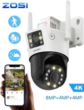 ZOSI C298 4K 8MP Dual Lens(2x4MP) WiFi PTZ Plug in Security Camera AI Auto Track