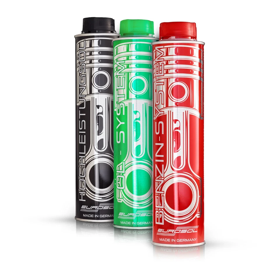 Eurosol Benzin Performance-Trio 3x 400ml: Kraftstoff- & Öladditiv + Motorspülung
