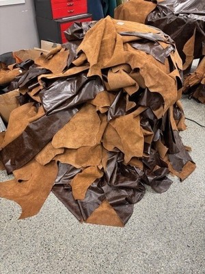 12 lb EXTRA LARGE(Brown) Bulk Scrap Leather Trimmings, Cowhide Remnants