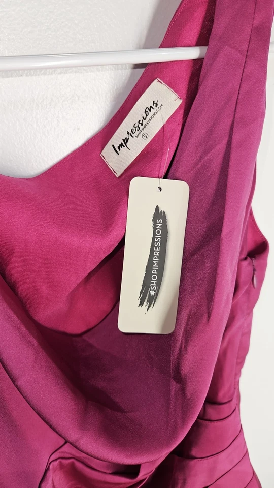 Impressions Dress Women’s Size SMALL Hot Pink  Lined Mini CLUB DANCING NWT Foto 2 de 4