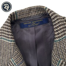 1980's 40 R Brooks Brothers " Feather Tweed " Light Brown Over Check Plaid Knit
