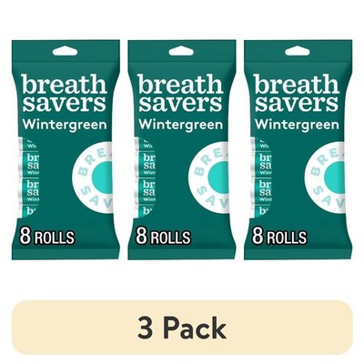 Sugar Free Wintergreen Breath Mints, 3 Pack of 8 Rolls (0.75 oz each)