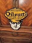 VINTAGE OILZUM HEAVY PORCELAIN SIGN MOTOR OIL MAN ADVERTISING GAS OIL PLAQUE