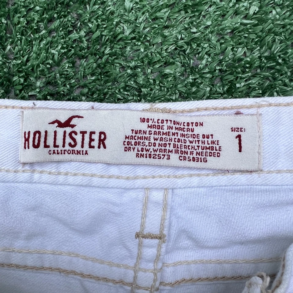 Vintage Hollister Jean Shorts Womens Size 1 30x1" White Low Rise Distressed Y2K - Image 2 of 4