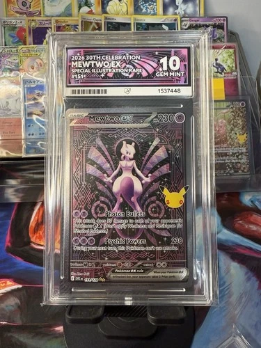 Pokemon TCG ACE 10 Mewtwo Ex 151/128 30th Celebration SIR Perfect Subs Gem Mint
