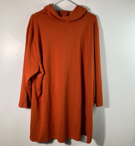 Womens Multiples Mock Neck 1/2 Sleeve Tunic Grommet Detail Orange 2X Polyester S - Picture 2 of 8