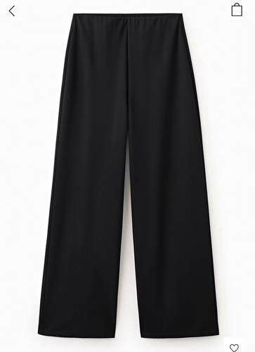 Mango Women’s Black Wide-Leg Dress Pants Flat Front Solid Regular M
