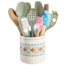 Spice by Tia Mowry Savory Saffron 12 Piece Wood and Nylon Kitchen Tool Set with