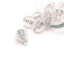 Silver Spiral Lantern Bead Cages, 8x9mm - US Seller