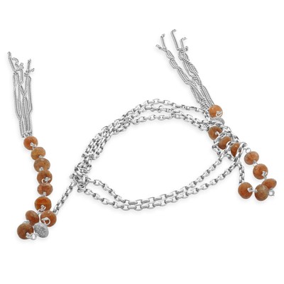 Sterling Silber Erdbeere Quarz und Pave Diamant Rondell Halskette