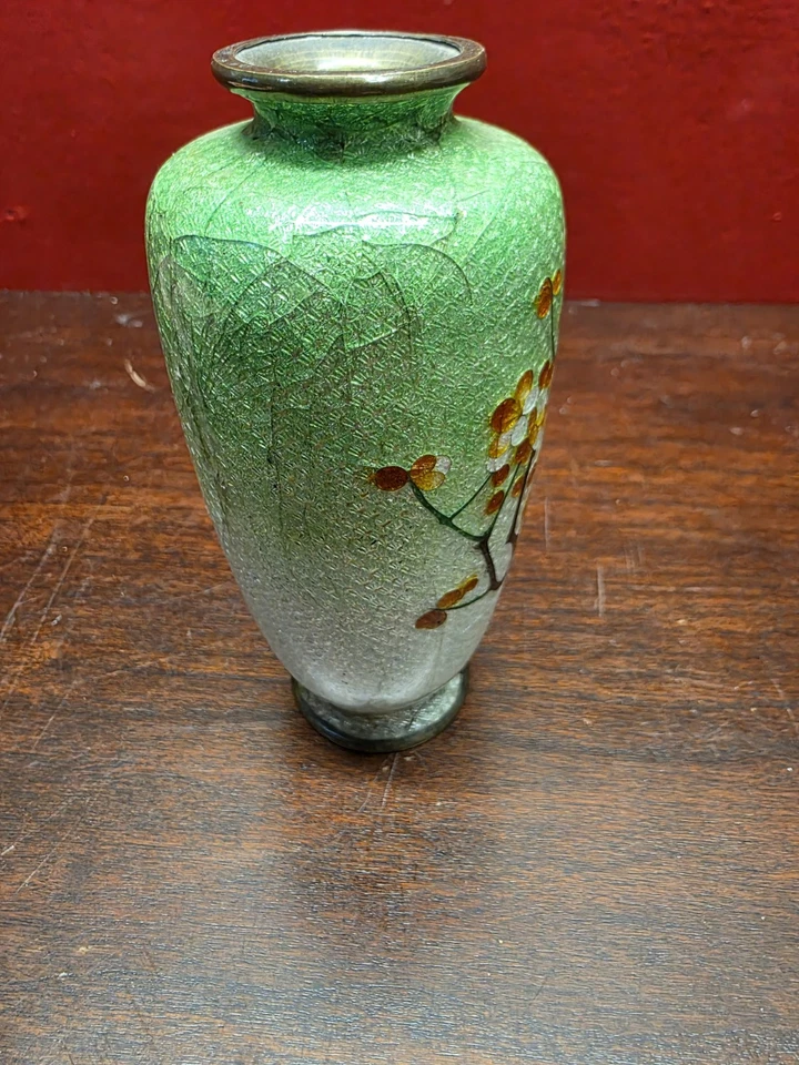 Jarrón japonés Ginbari Cloisonné período Meiji. Firmado. Arte japonés antiguo 5" Foto 4 de 4