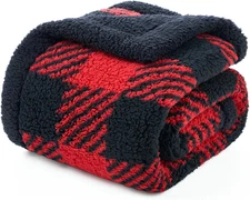 Luxury Sherpa Throw Blanket for Couch, Premium Reversible Buffalo Plaid Thick Th