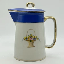 Antique Lidded Mik Pitcher Japan Hand Painted 5”