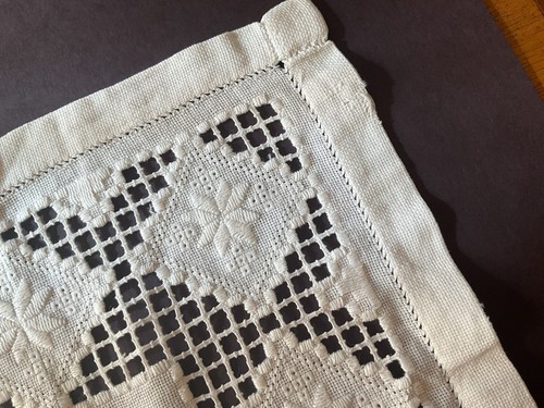VTG Handmade Norwegian Hardanger Snowflake Doily 12” Ivory Color Norway REPAIR