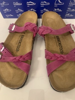 Birkenstocks Franco Braided Oil Rubbed Leather Sandals,Women 6US/37 EU, Fuchsia