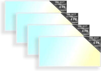 4 Pack 2x4 LED Flat Panel Light, 5CCT Switchable, Dimmable Troffer Fixture