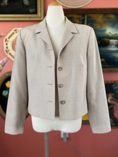 Pendleton Vintage Wool Blazer Womens 12 Tan Houndstooth Cropped Jacket