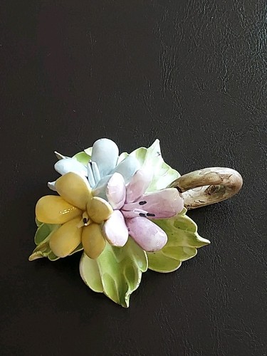 Vintage alter Capodimonte Stil Made in Italy Porzellan Fingerring Blumen Halter - Bild 1 von 11