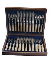 Antique Sterling Silver Fish Cutlery Serving set Sheffield 1924