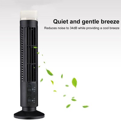Bladeless Tower Fan Portable USB Desk Fan 2 Speeds with  Light for Home Office