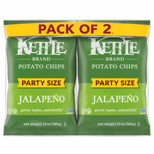  Pack of 2 Kettle Potato Chips, Jalapeno Chips, Party Size, 13 Oz packet.....