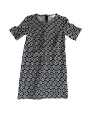 LOFT Women's Floral Print Short Sleeve Dress - Black and White - Size S