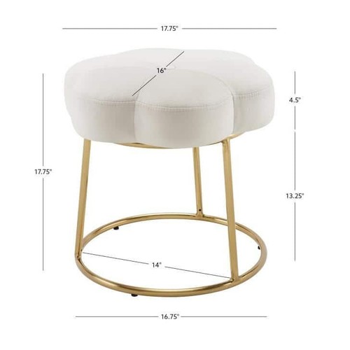Metal blanco y dorado Vanessa 17,75 pulgadas Taburete de tocador de maquillaje alto - Imagen 5 de 7