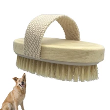 Handle Dog Palm Brush - Pet Grooming Hair Bath Comb,Soft Boar Bristle Brush for