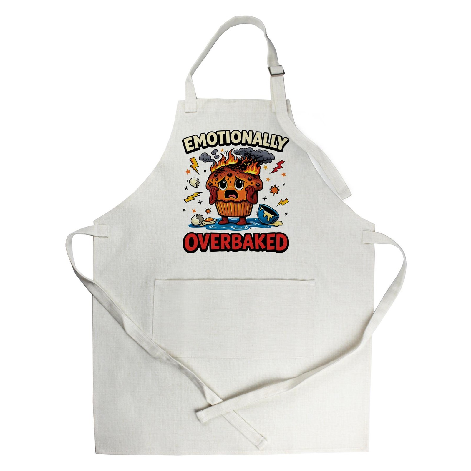 Emotionally Overbaked Apron - Novelty Kitchen Linen-Style Apron Baking Gift