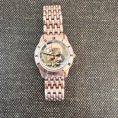 Men's August Steiner CN004R Quartz Commemorative 1969 Coin Dial Bracelet Watch
